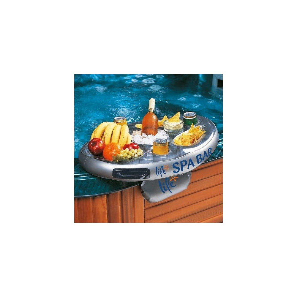 Floating inflatable hot tub refreshment bar